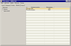 Закладка "Валюты" с новой валютой